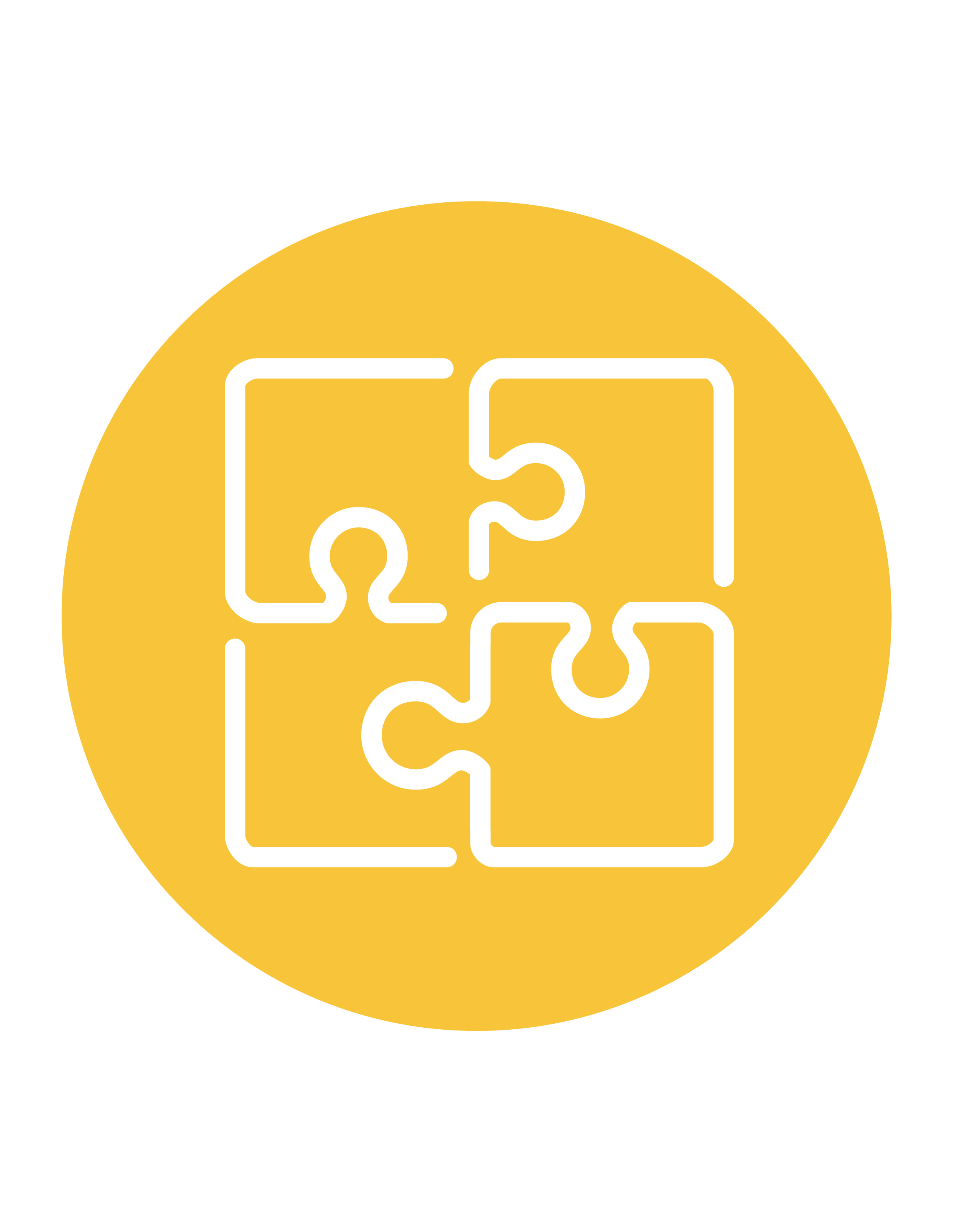 An icon that shows four puzzle pieces fitting together in the shape of a sqaure.