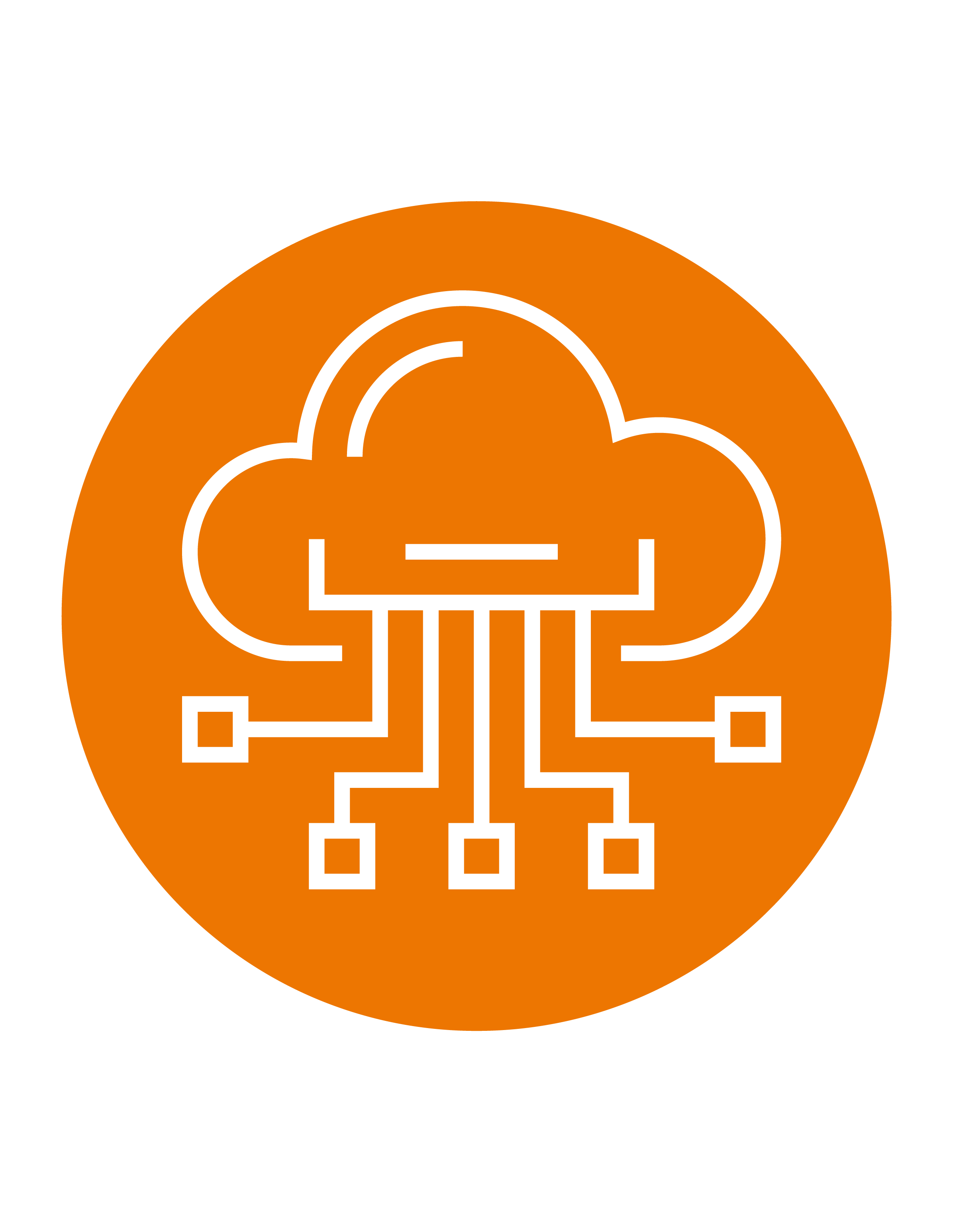 An icon of a cloud with different branches coming out of it in the style of a mind map.