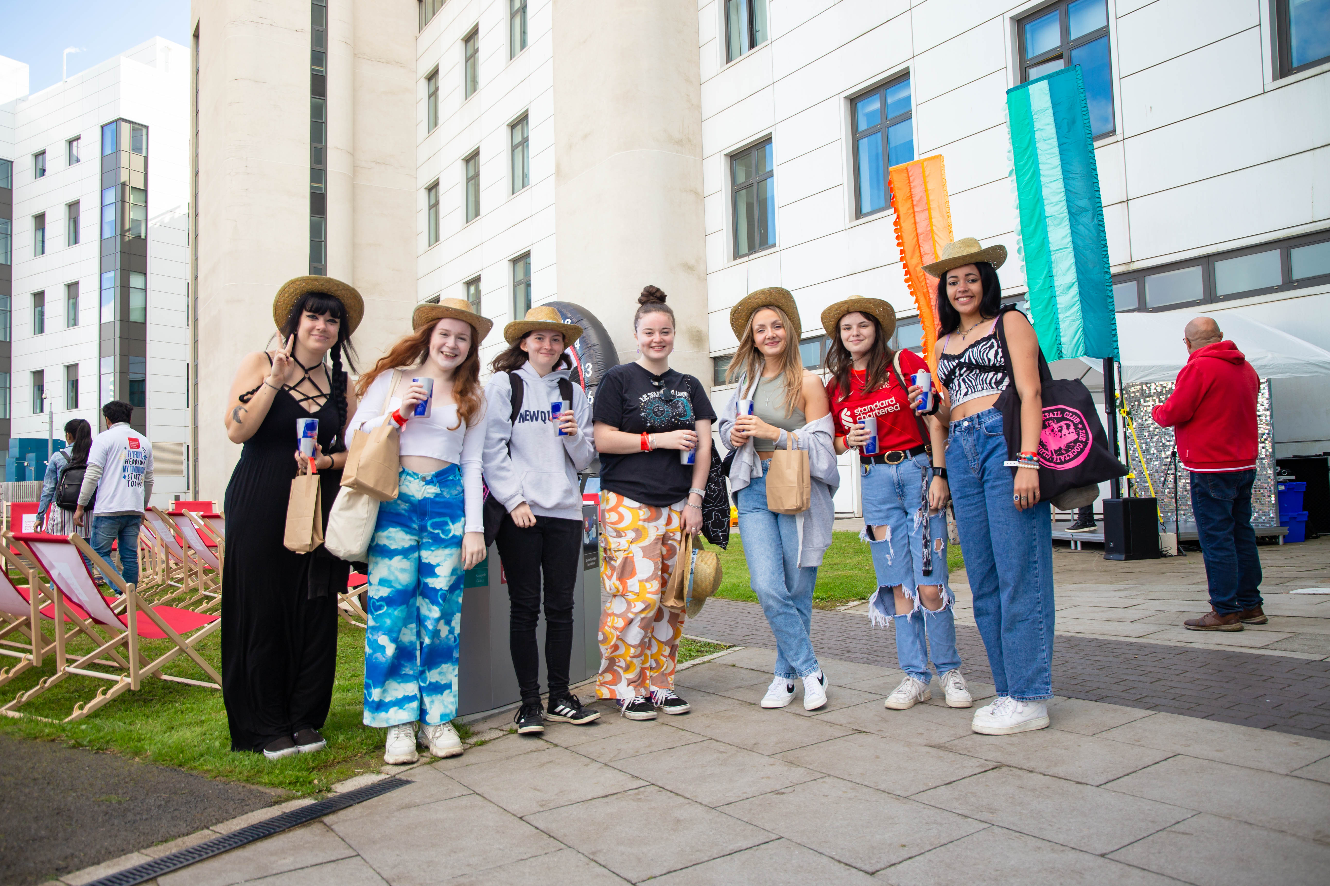 A group of freshers at welcome fest at Cardiff Campus
