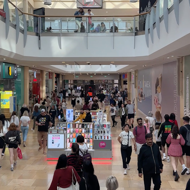 Inside St Davids shopping centre in Cardiff.