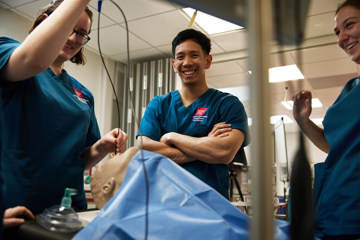 Operating Department Practice students practising technical skills.