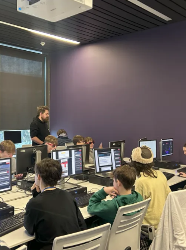 Students on computers