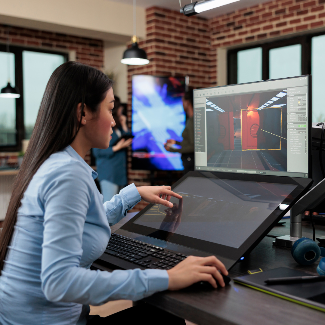 Woman working in digital media and creative tech