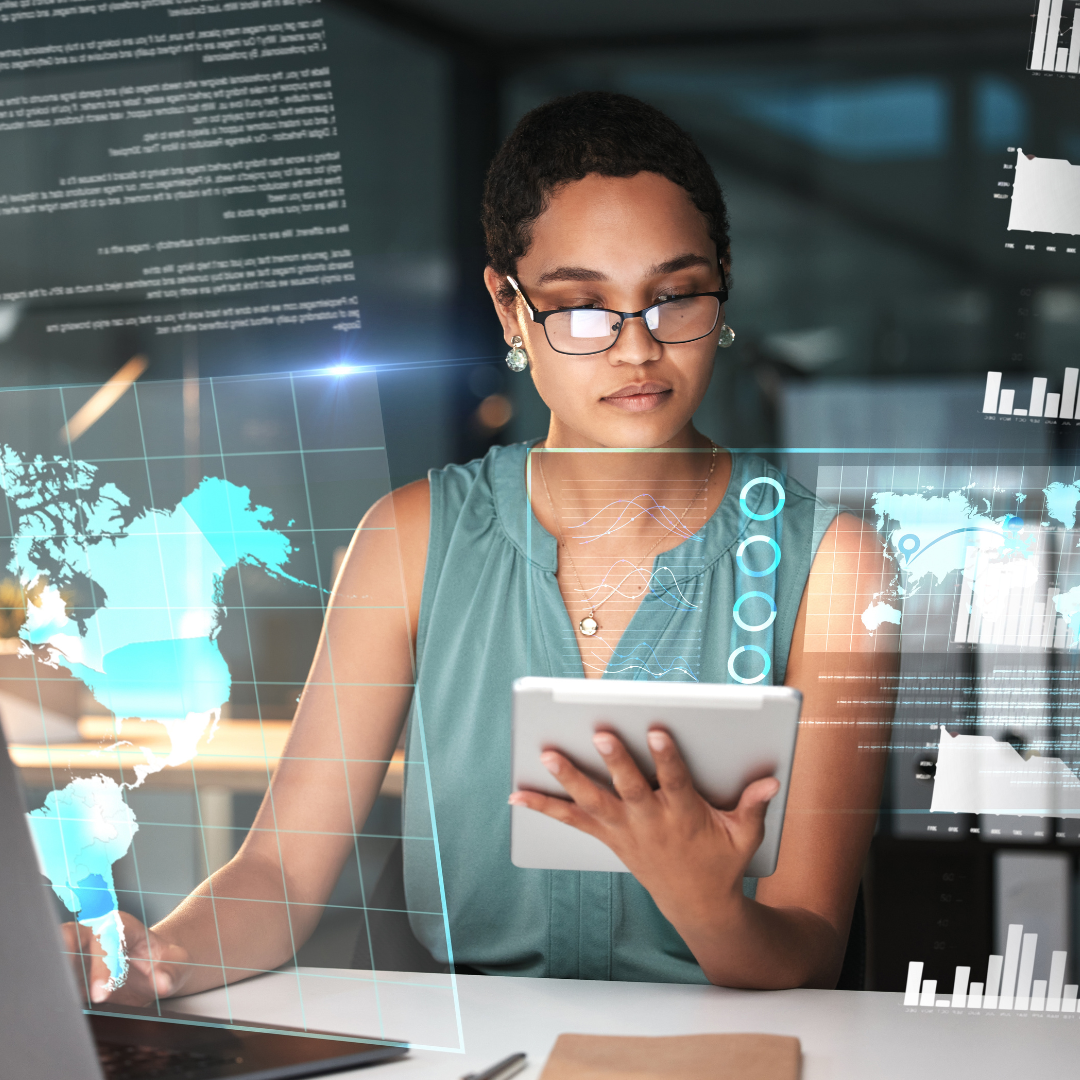 Woman working in software development